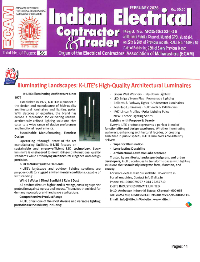 Indian Electrical Contractor & Trader - February - 2026